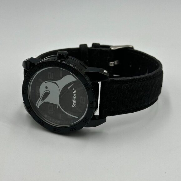 Sprout Seaworld Watch Women Black Penguin Dial Organic Cotton Band New Battery - Picture 9 of 16